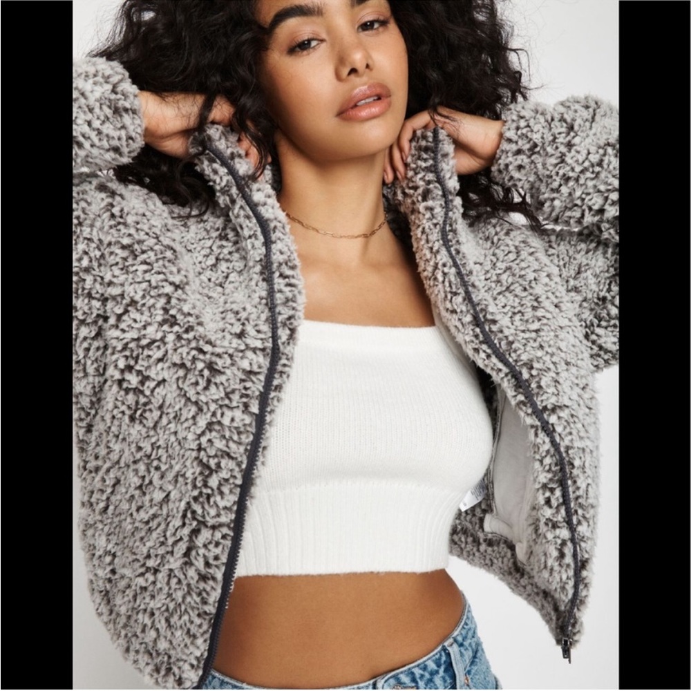 Sherpa cropped jacket